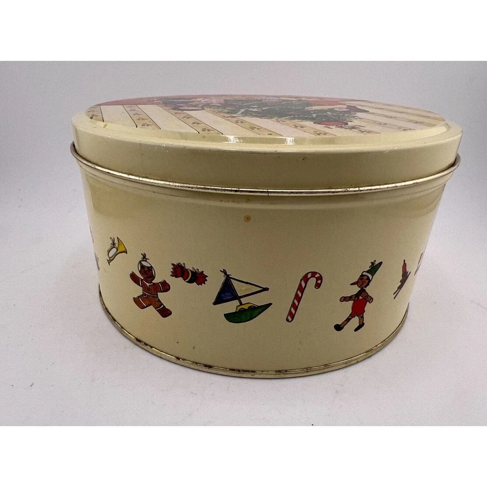 Vintage Christmas Holiday Tree with Children Canisters‎ Tin